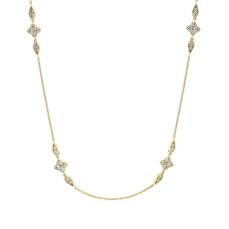 Collier 18 kt GG, mit ZÖ 40 cm + 42,5 cm, 64 Brill. 1,62 ct, W-si