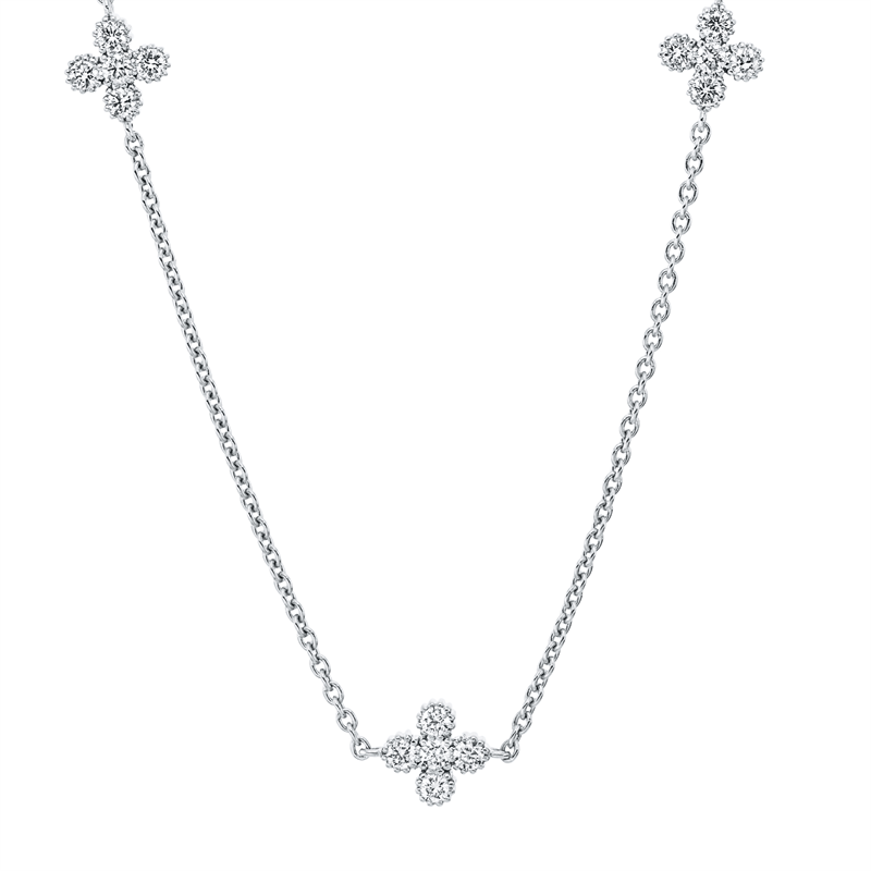 Collier 18 kt WG, mit ZÖ 40 cm + 43 cm, 25 Brill. 0,43 ct, W-si