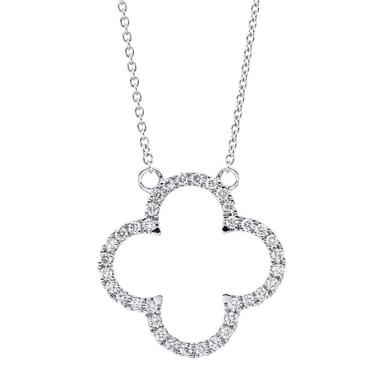 Collier 18 kt WG, mit ZÖ 42 cm, 36 Brill. 0,27 ct, TW-si
