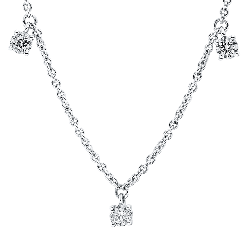 Collier 18 kt WG, mit ZÖ 40 cm + 43 cm, 5 Brill. 0,54 ct, TW-si
