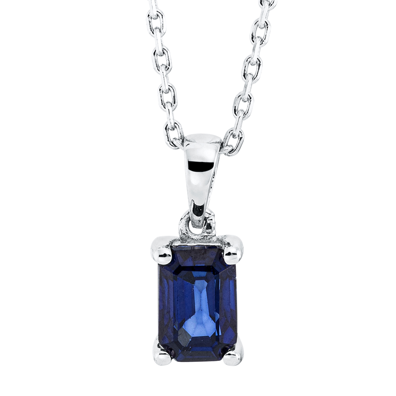 Collier 18 kt WG, mit Öse, 1 Saphir 0,76 ct blau