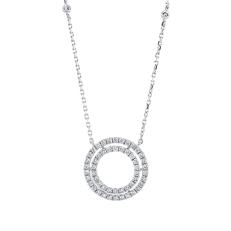 Collier 18 kt WG, mit ZÖ 40 cm, 58 Brill. 0,53 ct, TW-si