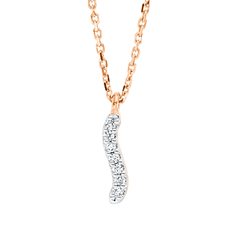 Collier 18 kt RG, mit ZÖ 42 cm, 7 Brill. 0,04 ct, TW-si