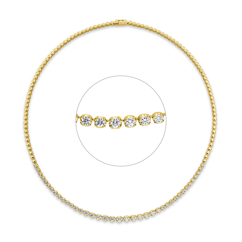 Collier 14 kt GG, 6 Brill. 0,48 ct, TW-si, 5 Brill. 0,50 ct, TW-si, 28 Brill. 1,00 ct, TW-si