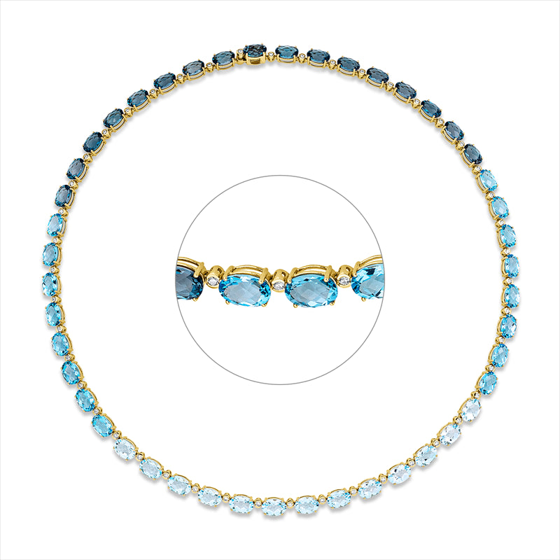 Collier 18 kt GG, 46 Brill. 0,79 ct, TW-si, 46 Topase 43,10 ct multicolor