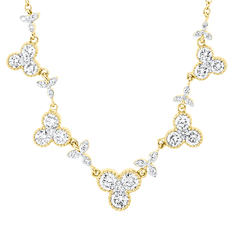 Collier 18 kt GG, Fassung rhodiniert, 38 Brill. 0,89 ct, TW-si