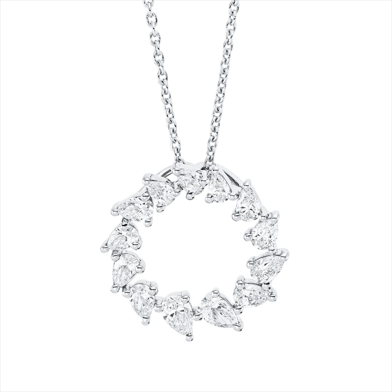Collier 18 kt WG, 13 Tropfen 0,85 ct, W-si