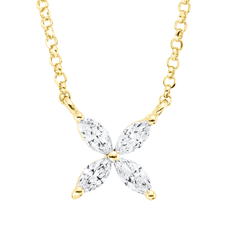 Collier 18 kt GG, mit ZÖ 40,5 cm + 38,0 cm, 4 Nav. 0,19 ct, TW-si
