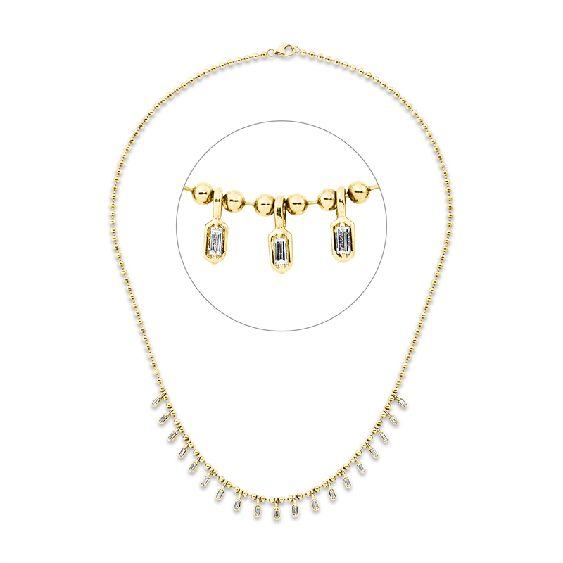 Collier 14 kt GG, 19 Bag. 0,59 ct, TW-si