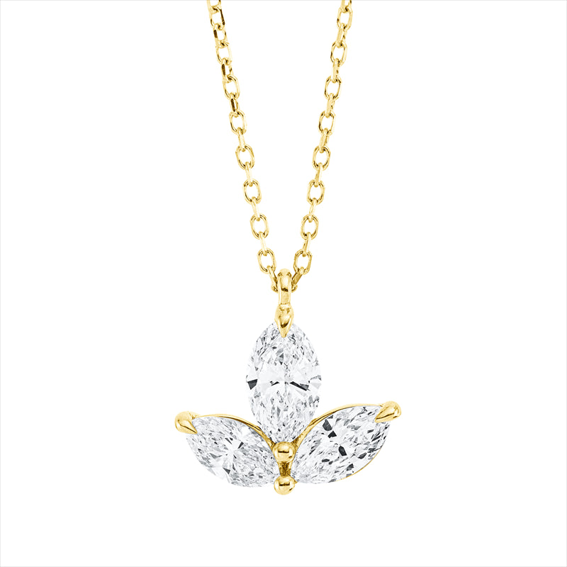 Collier 18 kt GG, mit ZÖ 40 cm + 42 cm, 1 Nav. 0,25 ct, TW-si, 1 Nav. 0,33 ct, TW-si, 1 Nav. 0,20 ct, TW-si