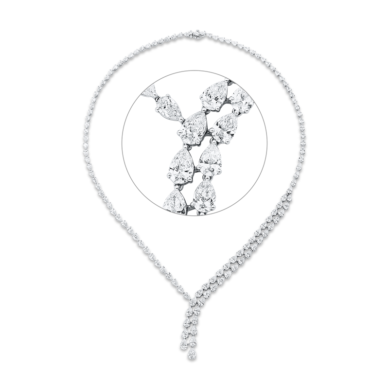Collier 18 kt WG, 122 Tropfen 14,93 ct, F-vsi
