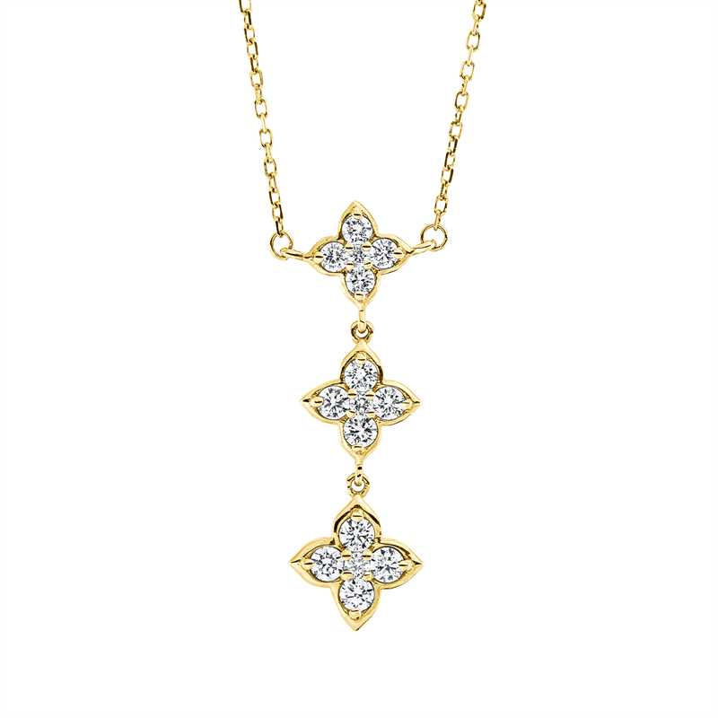 Collier 18 kt GG, mit ZÖ 40 cm, 15 Brill. 0,44 ct, TW-si
