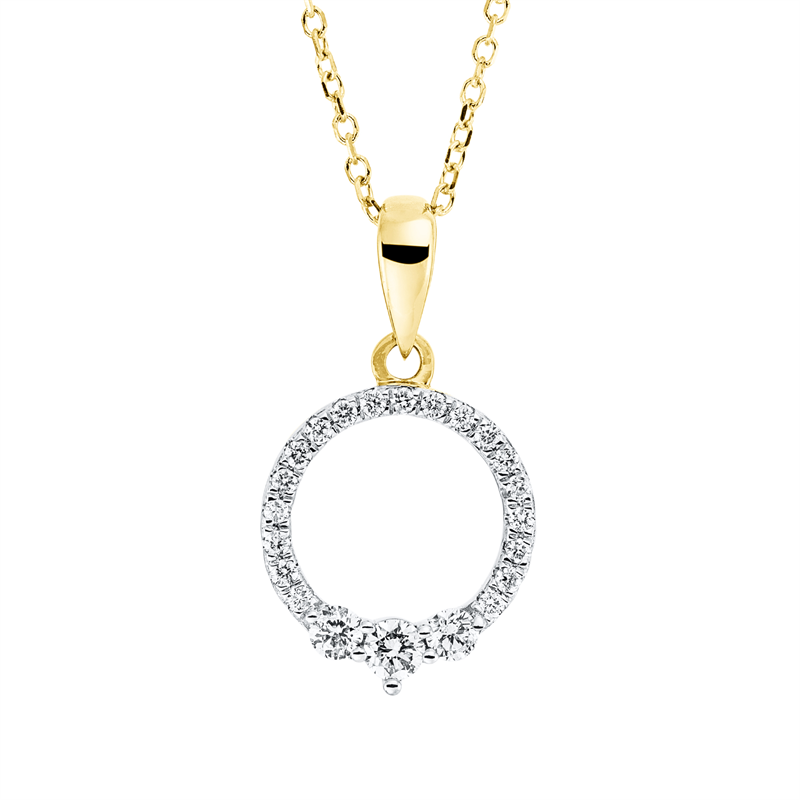 Collier 18 kt GG, Fassung rhodiniert, ZÖ 42 cm, 3 Brill. 0,12 ct, TW-si, 19 Brill. 0,09 ct, TW-si