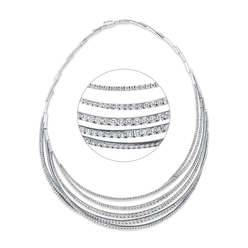 Collier 18 kt WG, 687 Brill. 11,79 ct, TW-si