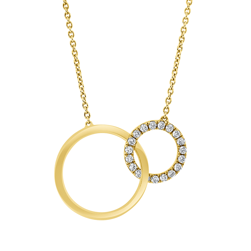 Collier 14 kt GG, mit ZÖ 40 cm, 19 Brill. 0,16 ct, I-si