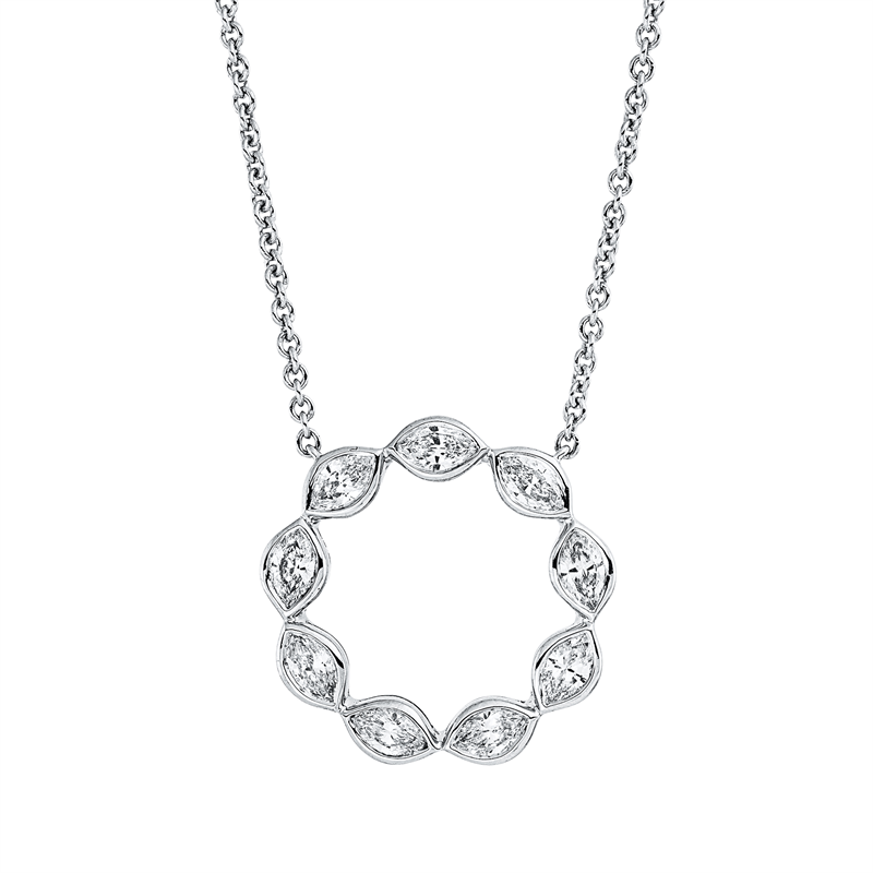 Collier 18 kt WG, 9 Nav. 0,78 ct, TW-si