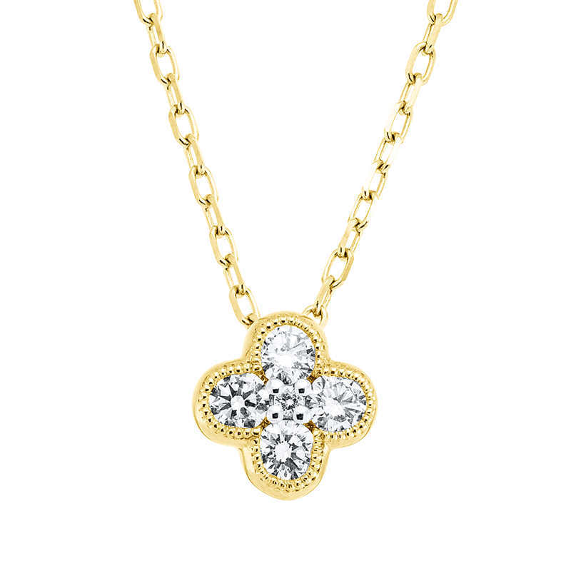 Collier 18 kt GG, Fassung rhodiniert, 1 Brill. 0,01 ct, TW-si, 4 Brill. 0,23 ct, TW-si