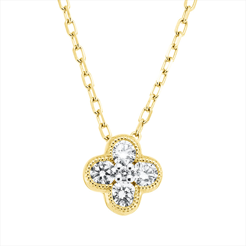 Collier 18 kt GG, Fassung rhodiniert, 1 Brill. 0,01 ct, TW-si, 4 Brill. 0,23 ct, TW-si