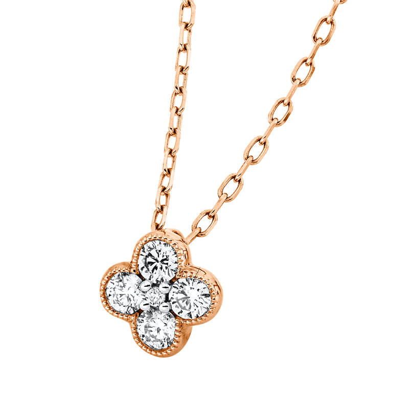 Collier 18 kt RG, Fassung rhodiniert, 4 Brill. 0,23 ct, TW-si, 1 Brill. 0,01 ct, TW-si