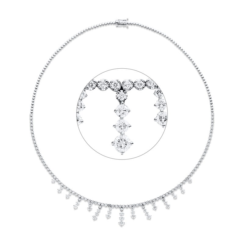 Collier 18 kt WG, 22 Brill. 1,53 ct, TW-si, 3 Brill. 0,43 ct, TW-si, 98 Brill. 1,96 ct, TW-si