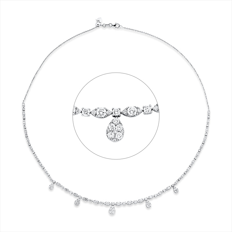 Collier 18 kt WG, 6 Brill. 0,47 ct, TW-si, 188 Brill. 2,52 ct, TW-si