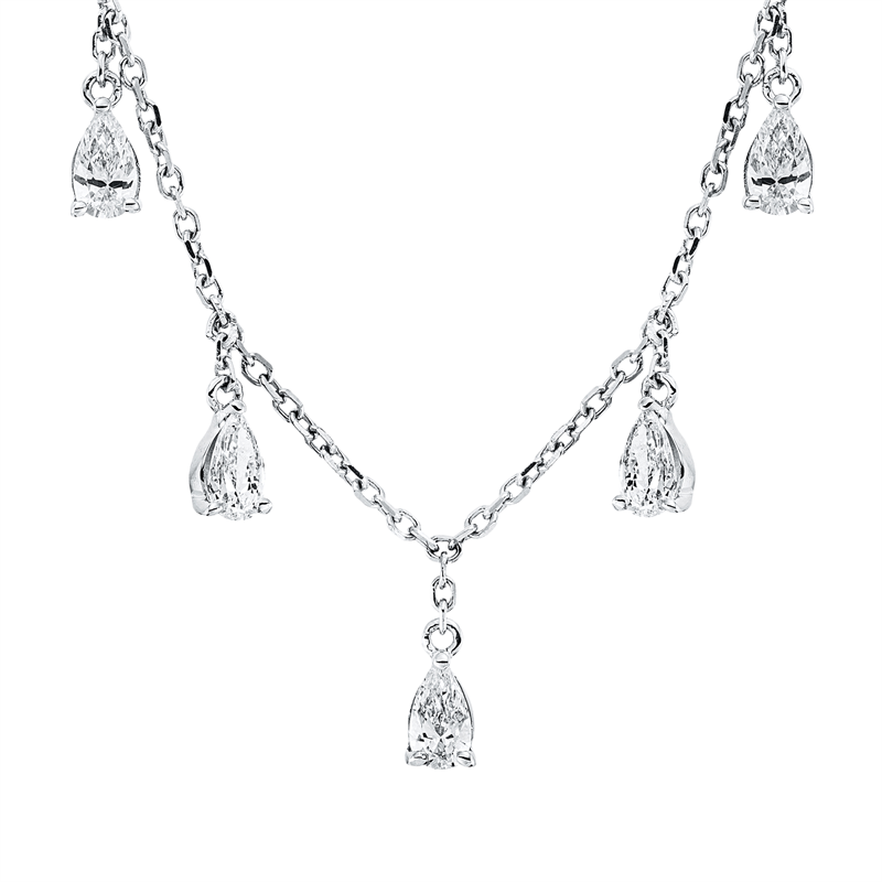 Collier 18 kt WG, 7 Tropfen 0,64 ct, TW-vsi