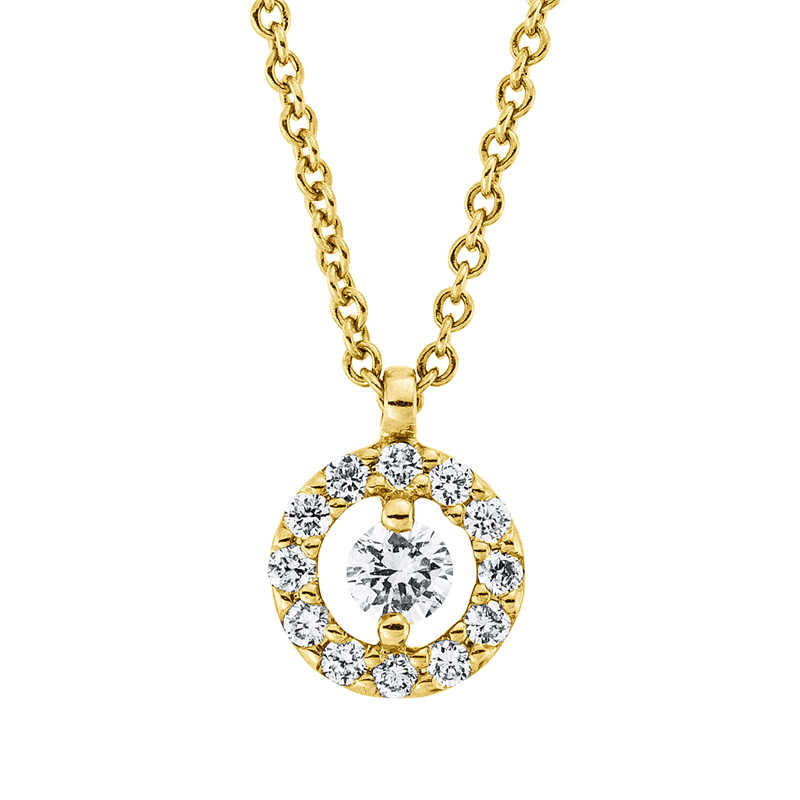 Collier 18 kt GG, mit ZÖ 41 cm + 39,5 cm, 13 Brill. 0,14 ct, TW-si