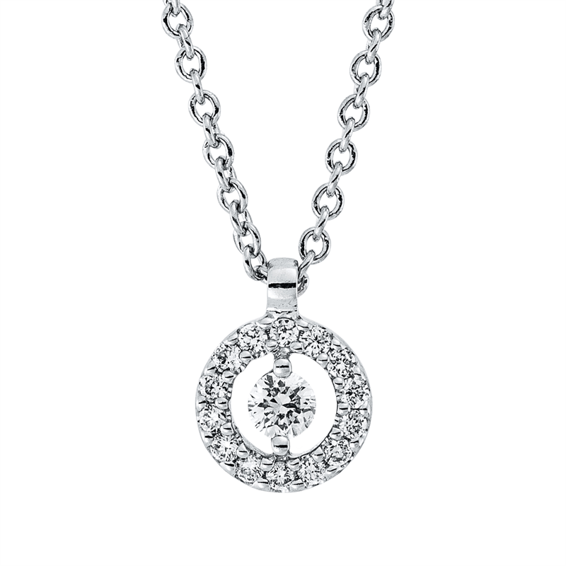 Collier 18 kt WG, mit ZÖ 41 cm + 39,5 cm, 15 Brill. 0,08 ct, TW-si