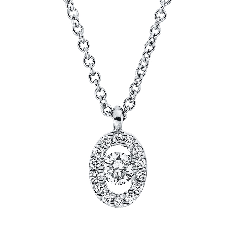 Collier 18 kt WG, mit ZÖ 41 cm + 39,5 cm, 15 Brill. 0,10 ct, TW-si