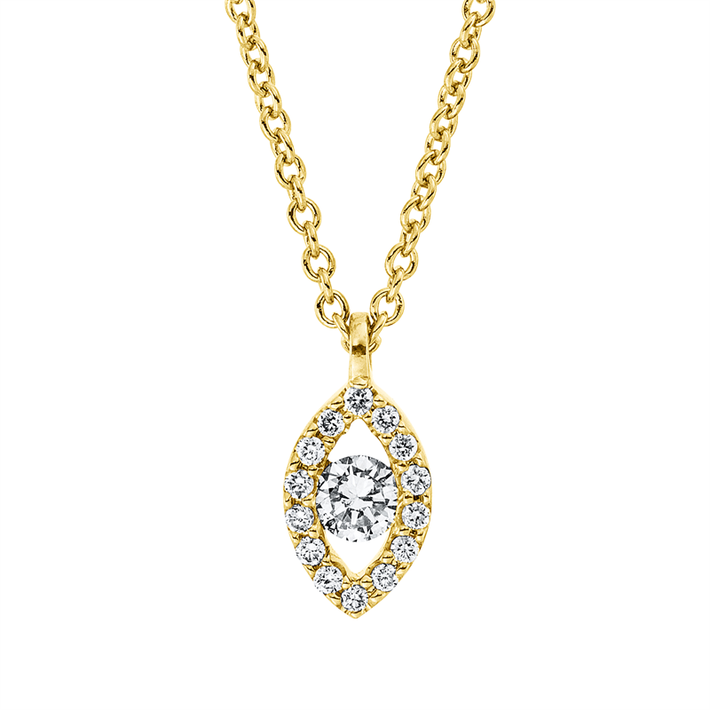 Collier 18 kt GG, mit ZÖ 41 cm + 39,5 cm, 15 Brill. 0,09 ct, TW-si