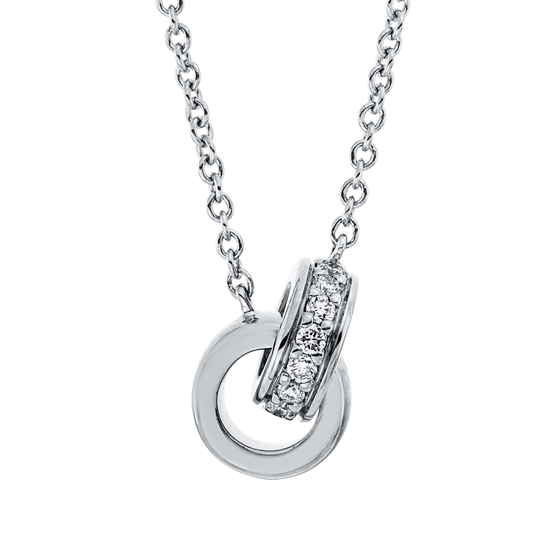 Collier 18 kt WG, mit ZÖ 41 cm + 39,5 cm, 15 Brill. 0,07 ct, TW-si