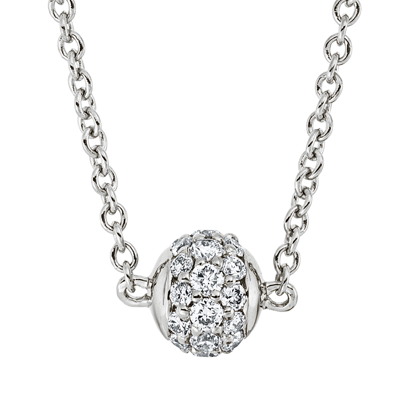 Collier 18 kt WG, mit ZÖ 41 cm + 39,5 cm, 30 Brill. 0,13 ct, TW-si