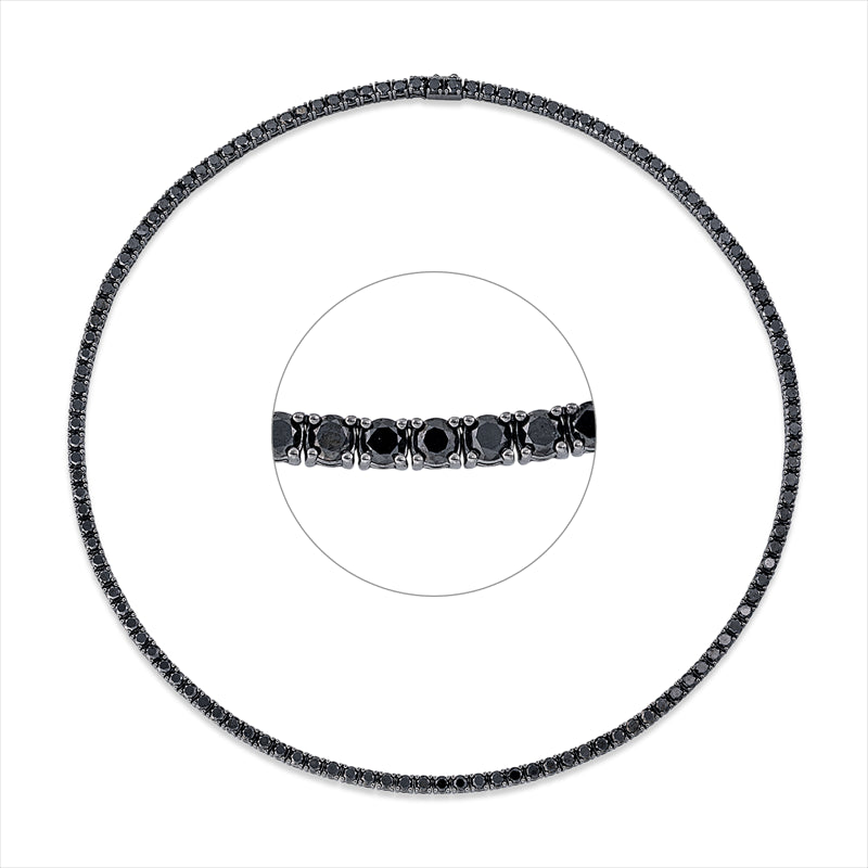 Collier 18 kt WG, Fassung teils schwarz rhodinie, 127 Brill. 16,00 ct, schwarz