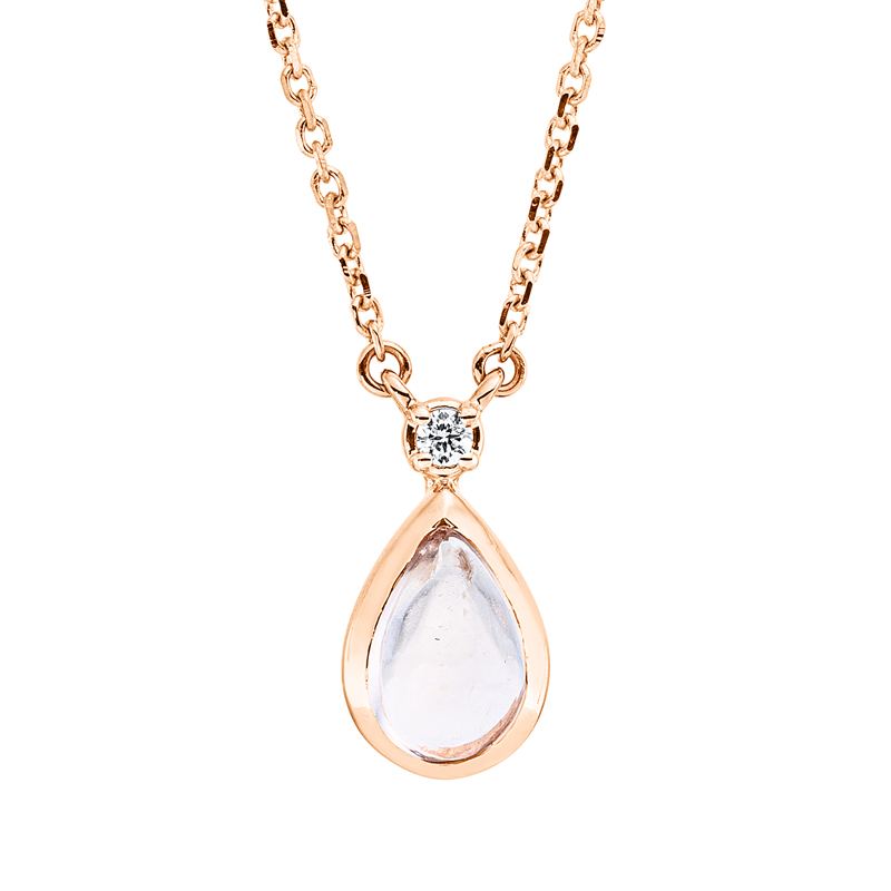 Collier 18 kt RG, Fassung rhodiniert, ZÖ 42 cm, 1 Brill. 0,01 ct, TW-si, 1 Morganit 0,40 ct