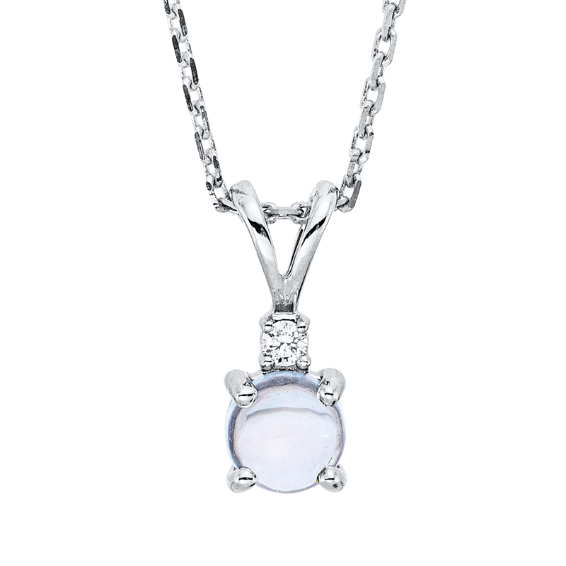 Collier 18 kt WG, mit ZÖ 42 cm, 1 Brill. 0,01 ct, TW-si, 1 Topas 0,41 ct sky blue
