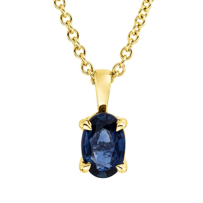Collier 18 kt GG, mit ZÖ 42 cm, 1 Saphir 0,65 ct blau