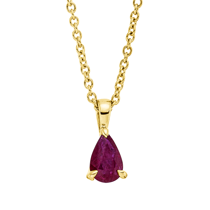 Collier 18 kt GG, mit ZÖ 42 cm, 1 Rubin 0,42 ct rot