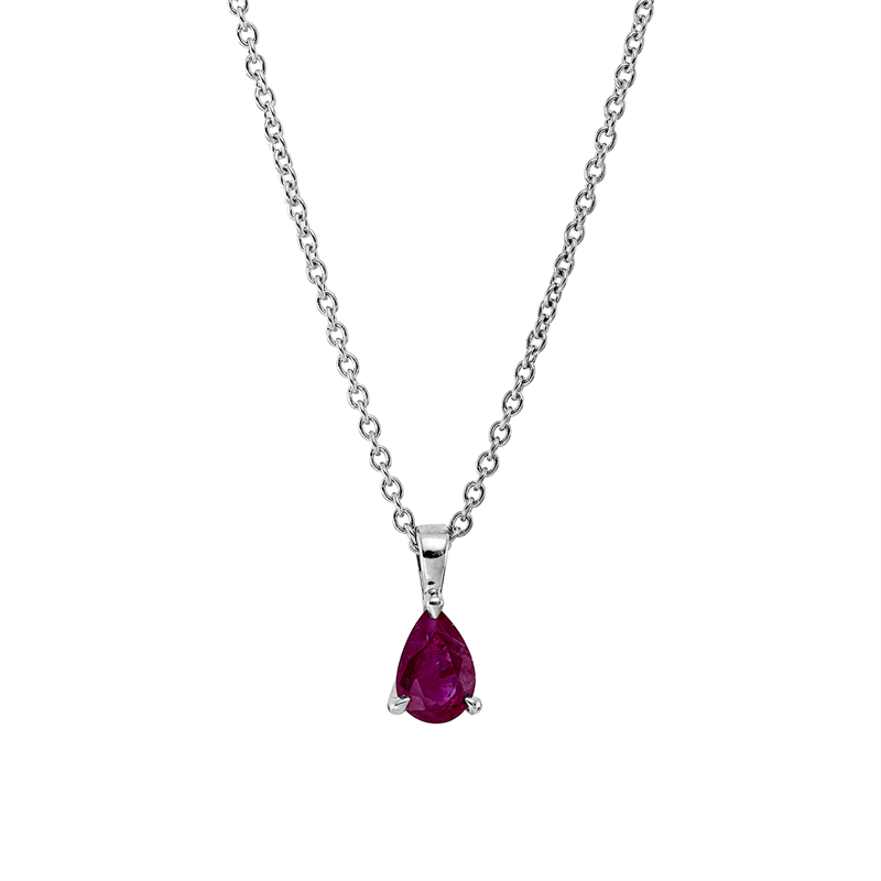 Collier 18 kt WG, mit ZÖ 42 cm, 1 Rubin 0,45 ct rot