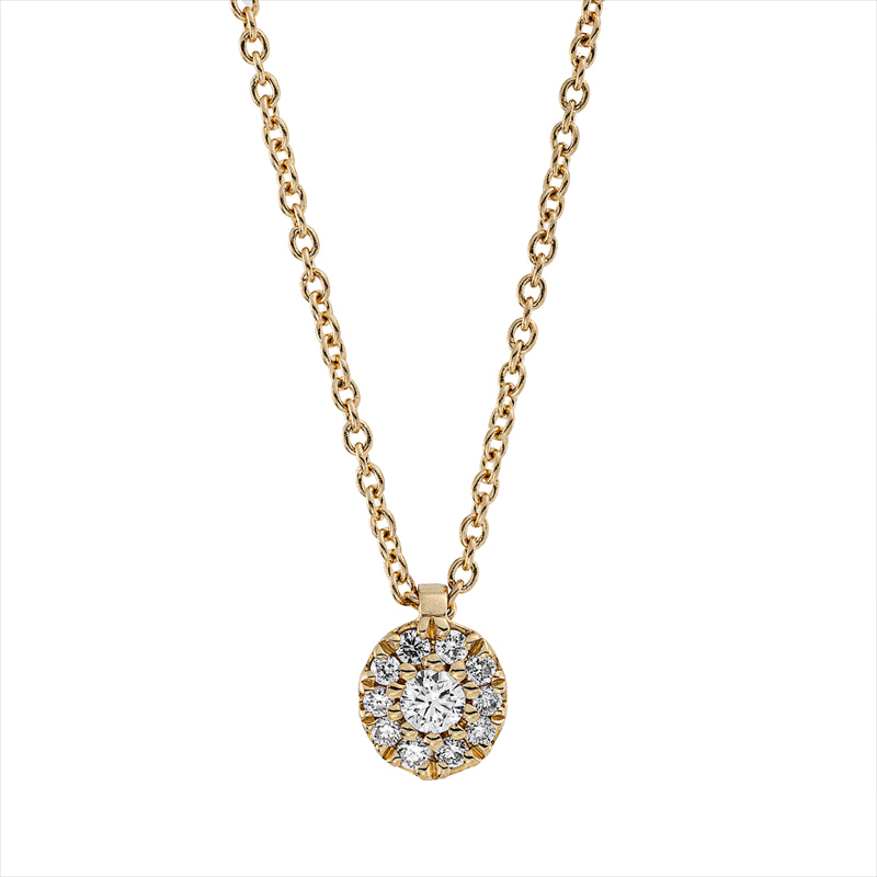 Collier 18 kt GG, mit ZÖ 42 cm, 5 Brill. 0,10 ct, TW-si, 6 Brill. 0,04 ct, TW-si