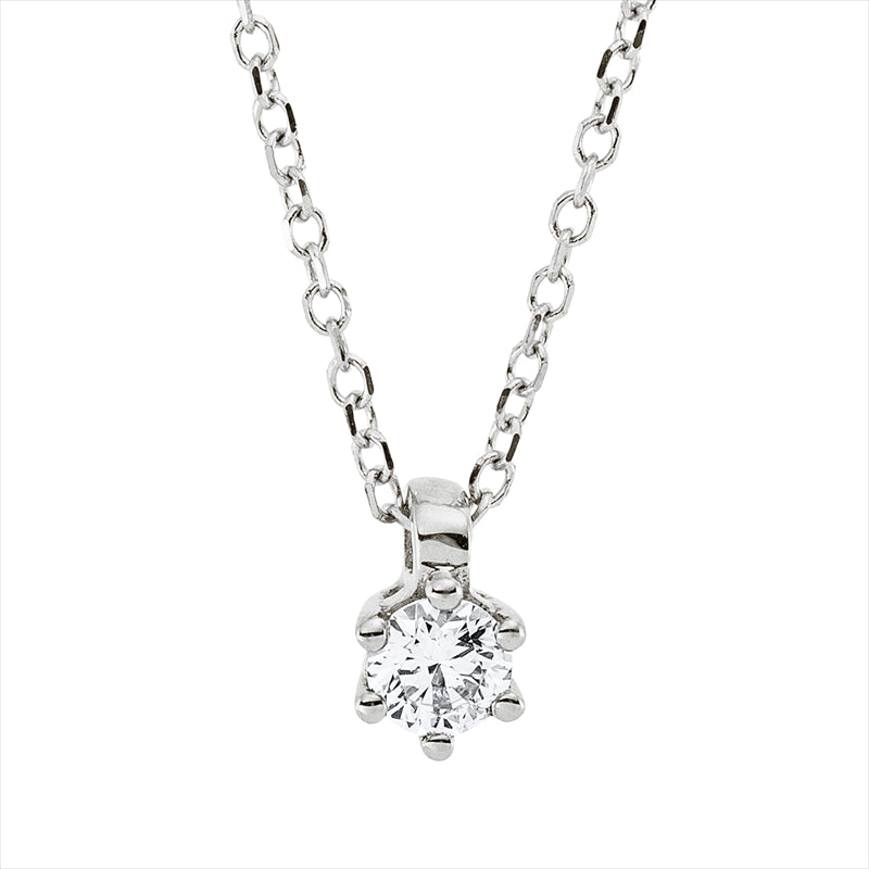 Collier 18 kt WG, mit ZÖ 42 cm, 1 Brill. 0,14 ct, TW-si