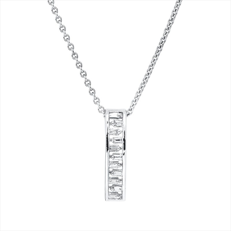 Collier 18 kt WG, 11 Bag. 0,10 ct, TW-si