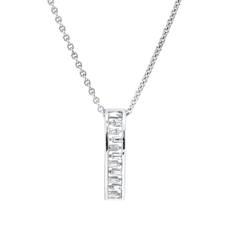 Collier 18 kt WG, 11 Trap. 0,10 ct, TW-si
