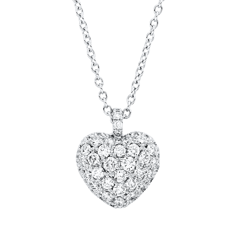 Collier 18 kt WG, mit ZÖ 38,5 cm, 52 Brill. 0,73 ct, TW-vsi/si