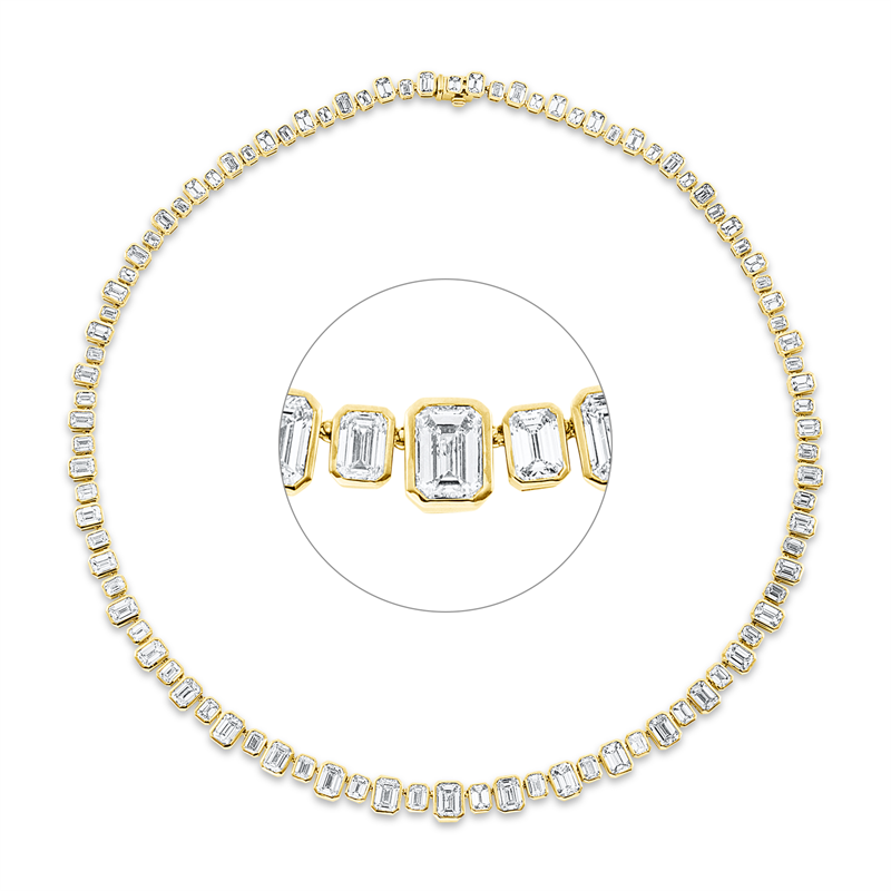Collier 18 kt GG, 21pcs GIA's, 21 Sm.schliff 9,91 ct, F/TW-IF-vs1, 73 Sm.schliff 12,78 ct, F/TW-IF-vs1