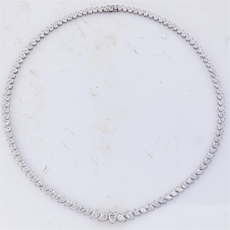 Collier 950 Pt Platin, GIA 6485705924, 1 Tr. 0,80 ct, vvs2, 4 Tr. 2,01 ct, 102 Tr. 19,42 ct, vsi