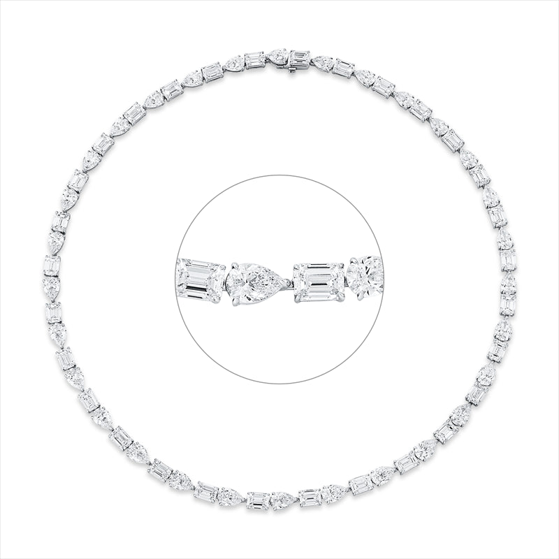 Collier 18 kt WG, 30 Tropfen 17,35 ct, D/F-vvs, 30 Sm.schliff 21,81 ct, D/F-vvs