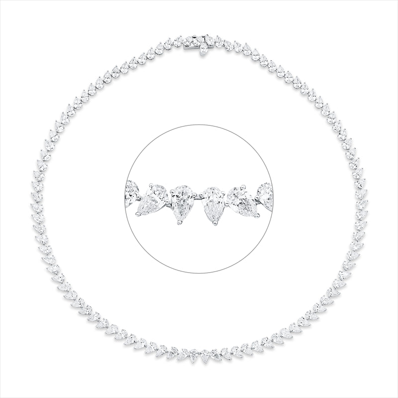 Collier 18 kt WG, 97 Tropfen 23,90 ct, TW-vsi/si