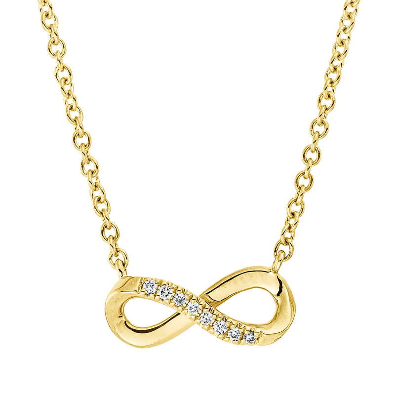 Collier 18 kt GG, mit ZÖ 40,6 cm, 8 Brill. 0,03 ct, TW-si