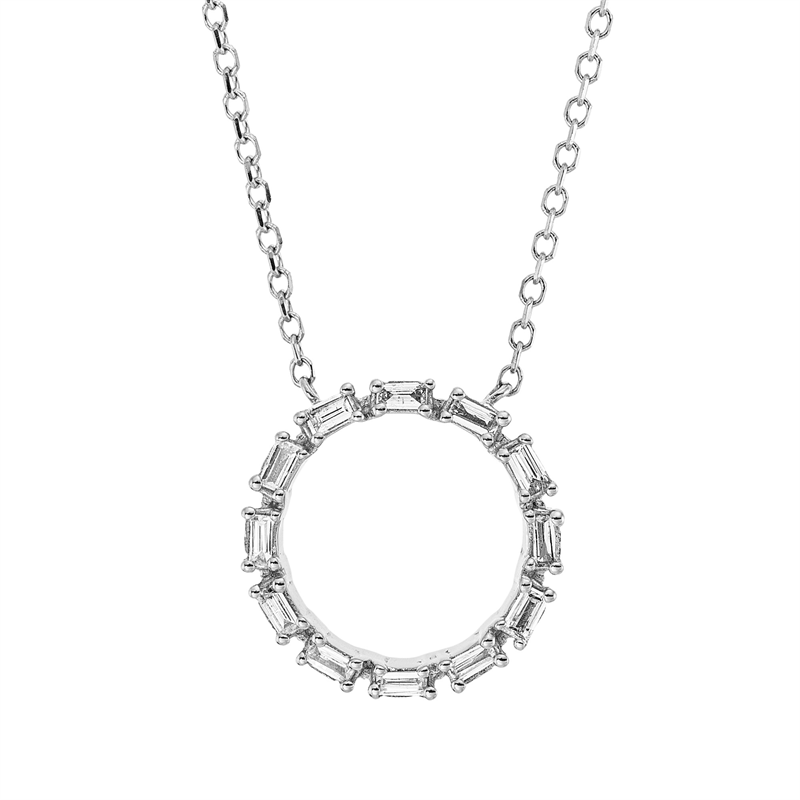 Collier 18 kt WG, mit ZÖ 40 cm, 42cm, 12 Bag. 0,11 ct, TW-si
