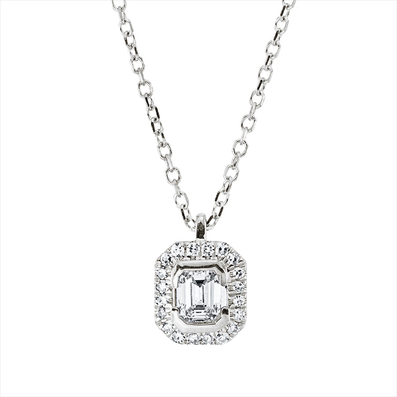 Collier 18 kt WG, mit ZÖ 40 cm, 42cm, 1 Sm.schliff 0,20 ct, TW-si, 20 Dia. 0,06 ct, TW-si